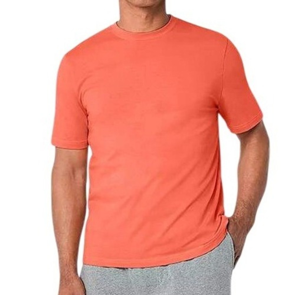 Stafford Mens Crew Neck Short Sleeve Big and Tall Pajama Top Coral Orange Sleep